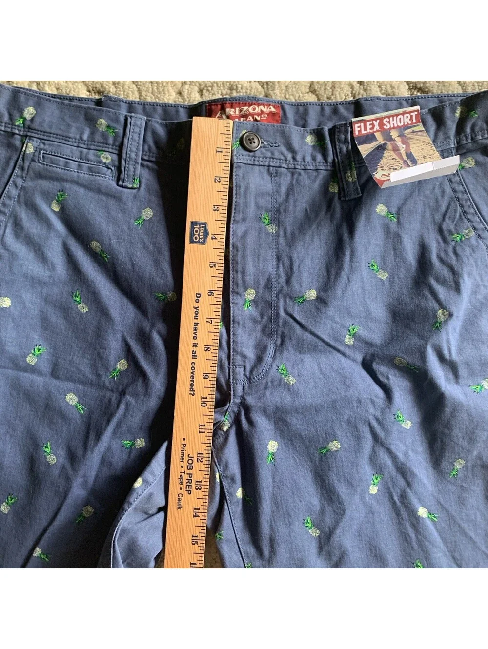 AriZona Chino Shorts Mens 40 Flex Classic Fit Pineapple Blue Cotton New